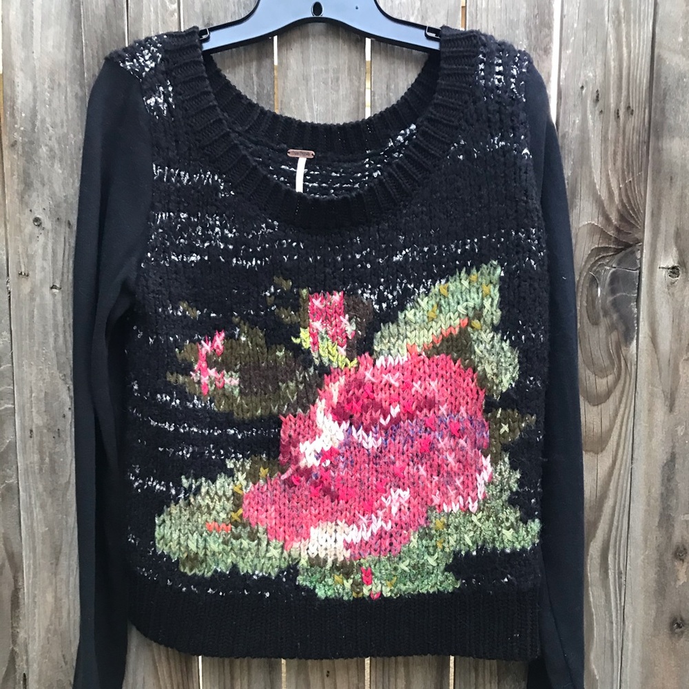 Free People Knit Sweater with Flower